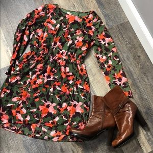 J CREW floral dress fall long sleeve wrap 4 petite